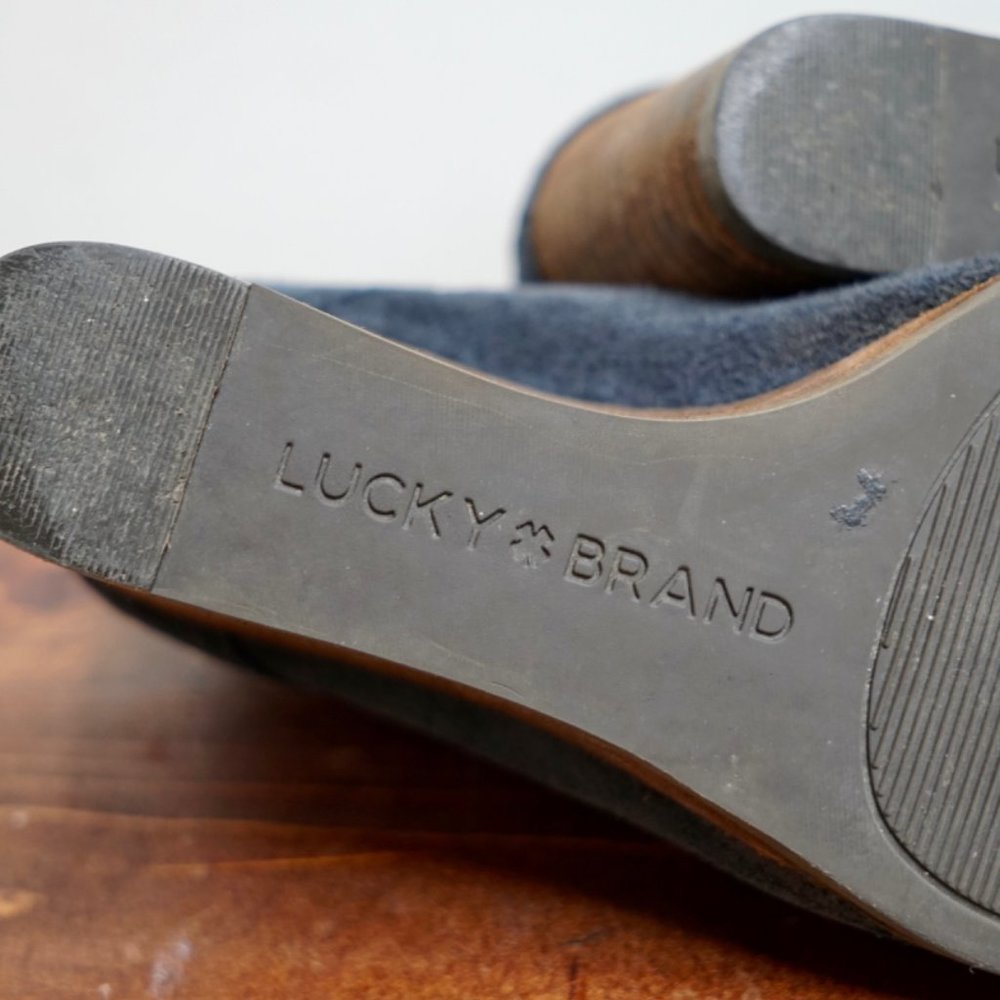 Lucky Brand Suede Lace-Up Wedge Booties - Picture 7 of 10